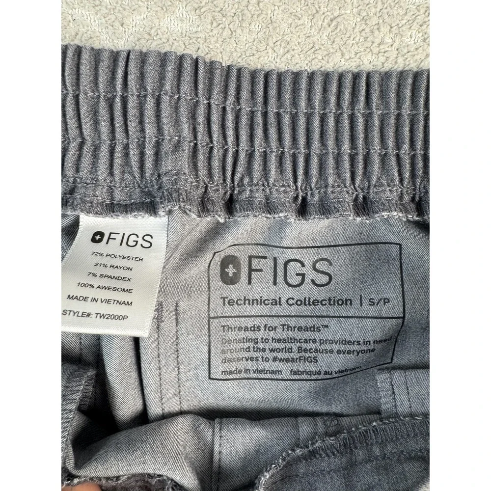 FIGS Scrub Pants Womens Small Gray Technical Collection Drawstring Cargo Medical